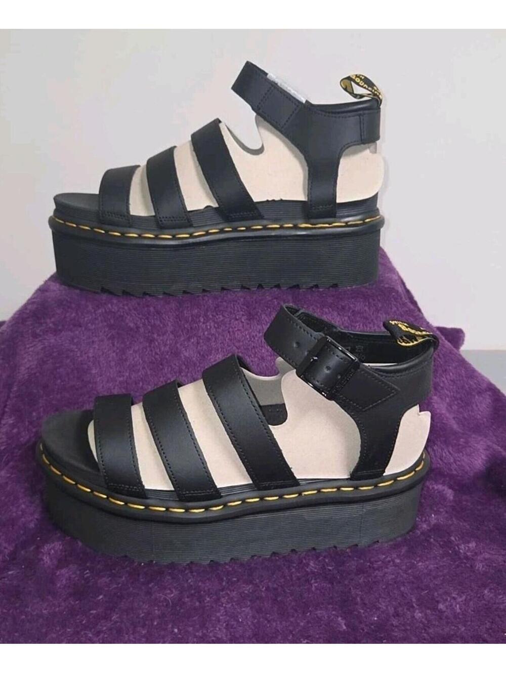 Dr. Martens Blaire Quad Platform Sandal Women’s Size 9 Black Leather
